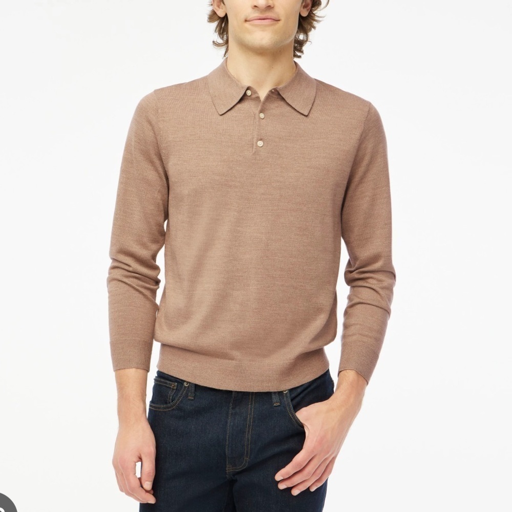 J crew heather muslin Merino wool-blend sweater-polo